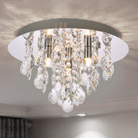 1 x RAW Customer Returns A1A9 Modern Flush Mount Crystal Chandelier, K9 Crystal Droplet Round Chrome Ceiling Lights, Elegant LED Pendant Light Fixture for Living Room, Dining Room, Bedroom, Lounge D35cm 3 Lights  - RRP €49.57