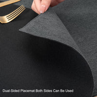 1 x RAW Customer Returns Banchif Placemats, Imitation Linen Placemats, Washable Non-Slip Placemats, Double-Sided Placemats, Set of 6 Placemats, Washable Placemats, Fabric Grey-Black 45 x 30 cm  - RRP €20.16