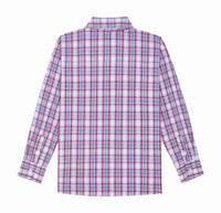 1 x Brand New BIENZOE Boys Cotton Plaid Shirt Navy Dark Red Size 13 14 DE 12-13 years  - RRP €22.99