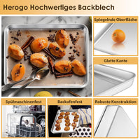 1 x RAW Customer Returns Herogo Baking Tray with Cooling Rack, Large Stainless Steel Oven Tray with Cooling Rack Set 40.5 x 30.4 cm , Rectangular Cake Tray Baking Pan with Cake Rack for Baking, Cooking, Durable Dishwasher Safe - RRP €24.99