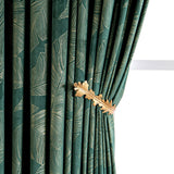 1 x RAW Customer Returns MIULEE Curtains Velvet with Gold Foil Leaves Pattern, 2 Pieces Dark Green Curtains with Eyelets, Each 225 CM High, Super Soft Opaque Curtain for Decoration Living Room Bedroom, Beautiful Velvet Curtain - RRP €45.24