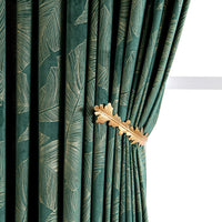 1 x RAW Customer Returns MIULEE Curtains Velvet with Gold Foil Leaves Pattern, 2 Pieces Dark Green Curtains with Eyelets, Each 225 CM High, Super Soft Opaque Curtain for Decoration Living Room Bedroom, Beautiful Velvet Curtain - RRP €41.53