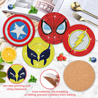 1 x Brand New Lxmsja 6 PCS Diamond Painting Coasters with Holder, Diamond Painting Spider Man, Diamond Painting Pictures Adults Children, Diamond Cup Coasters with Cork, Crafts Adults Women - RRP €11.09