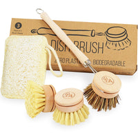 1 x RAW Customer Returns Eco-friendly Dish Brush - Dish Brush and Sponge Set - With 3 Interchangeable Heads and Sponge for Home Cleaning, Dishwashing Brush, Agile Home Garden - RRP €11.7