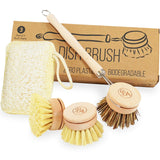 1 x RAW Customer Returns Eco-friendly Dish Brush - Dish Brush and Sponge Set - With 3 Interchangeable Heads and Sponge for Home Cleaning, Dishwashing Brush, Agile Home Garden - RRP €11.7