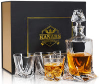 1 x RAW Customer Returns KANARS Crystal Whiskey Carafe and Glasses for Whiskey Scotch Cognac Martini 800ml Bottle with 4 x 300ml Whiskey Glass 5 Piece Beautiful Cadea Box - RRP €65.45