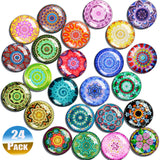 3 x RAW Customer Returns SOSMAR - Set of 24 refrigerator magnets - decorative glass cabochons glass magnets with mandala pattern 3D magnets for refrigerator, magnetic board, whiteboard, pin board etc. round 30 mm  - RRP €35.97