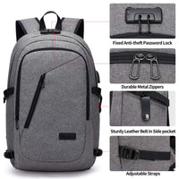 1 x RAW Customer Returns Men s Laptop Backpack 17.3 Inch Anti-Theft Waterproof Work Backpack Large Capacity with USB Charging Port Computer Backpack for Daily School Travel - Gray - RRP €37.08