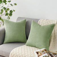 1 x RAW Customer Returns Topfinel cushion cover 50x50 sage green corduroy set of 4 striped pattern cushion covers cushion cover decorative cushion sofa cushion couch cushion decorative cushion decorative cushion cover decorative cushion  - RRP €33.99