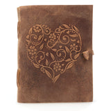 1 x RAW Customer Returns moonster leather notebook with embossed heart motif Din A5 240 pages made of blank acid-free cotton paper Handmade retro diary, journal, sketchbook, handlettering book, photo album - RRP €29.95