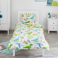 1 x RAW Customer Returns Bloomsbury Mill - Dinosaur Bedding 135 x 200 for Children - Children s Bedding Set Girls and Boys - Reversible Bedding and Pillowcase Set - Jurassic Dino Single Bedding Set - RRP €25.17