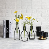 1 x RAW Customer Returns Generic MB Living metal glass vase set of 3, vase for pampas grass, metal frame, black, table decoration, glass vase, modern vintage flower vase, decoration for living room, bedroom or kitchen - RRP €30.16