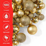 1 x RAW Customer Returns THE TWIDDLERS 100 Golden Christmas tree balls, Christmas balls in various sizes with matt glitter - Christmas tree decorations Christmas tree decoration - RRP €29.99