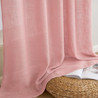 1 x RAW Customer Returns MIULEE Curtains Looped Voile Curtain Modern Linen Look Semi-Transparent for Living Room Bedroom Children s Room Sliding Curtain Set of 2 Stores Pink 175x140 cm - RRP €32.49