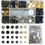 1 x RAW Customer Returns 158 Sets Snap Fasteners Set, 12.5mm 6 Colors Brass Snap Fasteners, Metal Snap Fasteners with Fixing Tool Kit for Sewing, Leather, Clothes, Jackets, Jeans Wears, Wallet, Handbag - RRP €13.75