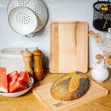 1 x RAW Customer Returns Creative Home 2 x wooden cutting board 30.5 x 22.5 x 1.5 cm Wooden cutting board with juice groove Reversible cutting board Wooden board kitchen ideal for bread, meat, vegetables, cheese ham - RRP €20.11