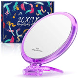 1 x Brand New MOMOKUBA magnifying mirror 20x 1x, hand mirror, double-sided makeup mirror with stand, magnifying mirror for makeup, 12.5cm professional handstand travel mirror, purple - RRP €17.58