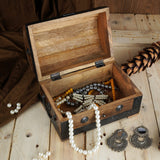 1 x RAW Customer Returns Ajuny Handmade Pirate Treasure Chest Jewelry Storage Box with Handle Versatile as a Keepsake Jewelry Box Ring and Necklace Storage, Ideal Gifts, 11x6 Inches - RRP €26.16