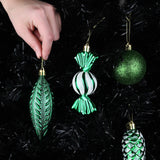 1 x Brand New Prextex 24 Green Christmas Baubles for Christmas Decorations - Unbreakable Christmas Baubles with Hanging Wire for Holiday Decoration - Christmas Baubles Combo of 8 Baubles and Shapes  - RRP €19.99