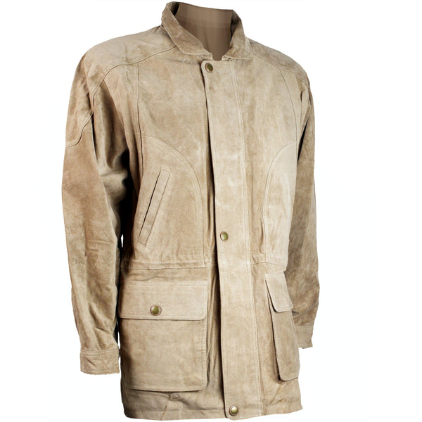 1 x Brand New Serge Hervet men s suede jacket long jacket lined light brown L - RRP €88.63