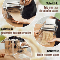 1 x RAW Customer Returns CRANEVIEW pasta machine manual stainless steel including pasta dryer, pasta maker, pasta press, pasta machine with vintage wooden handle and 3 different cutting options - RRP €53.34