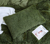 1 x RAW Customer Returns Menkala Plush Bed Linen 135 x 200 cm Winter Fluffy Warm Olive Green Duvet Cover Tie Dye Printed Green Plush Bedding Set Fleece Long Hair Faux Fur Duvet Cover with Zip and 1 Pillowcase 80 x 80 cm - RRP €43.96