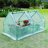 1 x RAW Customer Returns Yorbay foil greenhouse cold frame greenhouse for tomatoes vegetable plants, with UV-resistant mesh film and window for garden for cultivation, pitched roof, low, green, 120 x 60 x 60cm LxWxH  - RRP €34.27