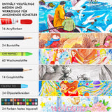 1 x RAW Customer Returns Shuttle Art 186 piece painting set, deluxe painting case with acrylic paints, colored pencils, oil pastels, watercolor paints, wax crayons, coloring book, watercolor pad, wooden case, suitable for children and adults - RRP €52.12