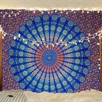 7 x RAW Customer Returns Raajsee Indian Psychedelic Tapestry Mandala Blue Turquoise Elephant Boho Wall Towel Hippie India Wall Hanging Queen Cotton Cloth 82 x 92 Inches - RRP €160.16