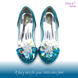 1 x RAW Customer Returns ELSA ANNA Princess Shoes for Girls - 3cm Heel Shoes - Glitter Elsa Costume Shoes for Parties and Birthdays - High Heels for Kids BLUE14  - RRP €26.99