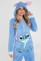 1 x RAW Customer Returns Disney Women s One Piece Pajamas - Stitch, Minnie, Maleficent and Igor One Piece Pajamas - Stitch Gifts - Sizes S to XXL Blue Stitch,XL  - RRP €33.26