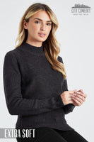 1 x RAW Customer Returns CityComfort women s sweater with stand-up collar, knitted women s sweater S, anthracite  - RRP €16.85