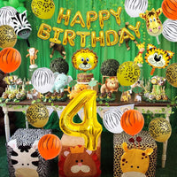 1 x Brand New 4th Birthday Decorations for Boys, Jungle Safari Party Decorations, Animal Balloons, Wild Birthday Decorations for 4th Birthday Boys and Girls - RRP €19.2