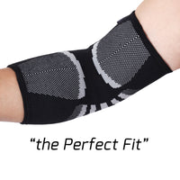 1 x RAW Customer Returns Nordic Lifting Elbow Compression Sleeves 1 Pair - Support for Tendon Pain, Tennis Elbow, Golfer s Elbow Treatment - For Men and Women Black Gray, Medium  - RRP €25.99