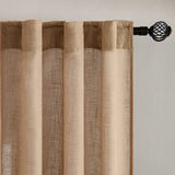 1 x RAW Customer Returns MIULEE Curtains Looped Voile Curtain Modern Linen Look Semi-Transparent for Living Room Bedroom Room Divider Sliding Curtain Set of 2 Stores Brown 215x140 cm - RRP €32.99