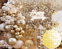 1 x RAW Customer Returns Kate Golden Wedding Decoration Sequin Decoration for Birthday Party Backdrop Gold Luxurious Background Dinner Shimmer Wall Panels Wall Background Christmas Party 30cmx30cmx12pcs - RRP €78.68