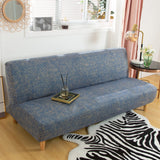 1 x RAW Customer Returns Futon Sofa Cover without Armrests Non-Slip Foldable Stretch Print Futon Sofa Seat Covers without Armrests Slipcover for 2-3 Seater Folding Sofa Bed without Arms Linen Blue  - RRP €25.99