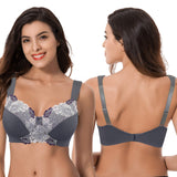 1 x RAW Customer Returns Curve Muse Women s Plus Size Minimizer Wireless Unlined Bra with Embroidered Lace - Pack of 2 - Buttermilk, Grey-125C - RRP €39.58