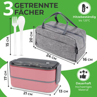 1 x RAW Customer Returns Premium lunch box for adults and children including carrying bag and cutlery, stainless steel bento box with compartments, lunch box, kindergarten lunch, snack box, lunch boxes, banana box white  - RRP €34.99