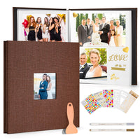 1 x Brand New DazSpirit Self-Adhesive Photo Album, 32 33cm Large Linen Cover Scrapbook, with Scraper, Metal Pen, Stickers, Templates, DIY Photo Album for Families, Couples, Babies, Travel 20 Sheets 40 Pages, Gray  - RRP €17.14