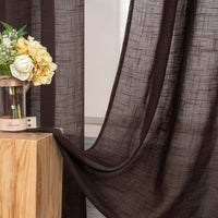 1 x RAW Customer Returns MIULEE Set of 2 Voile Curtains Sheer Linen Curtain with Eyelets Transparent Linen Look Curtain Eyelet Curtain Living Room Window Curtain Translucent Decorative Curtain Bedroom 140 x 225 cm W x H Coffee - RRP €28.99