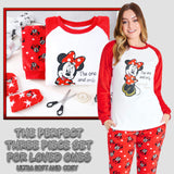 1 x RAW Customer Returns Disney Pajamas Women with Cuddly Socks Set Characters Stitch Gift Set White Red Minnie, S  - RRP €31.73