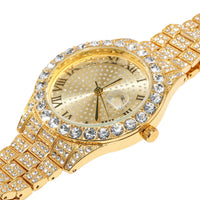 1 x RAW Customer Returns Halukakah Diamond Gold Watch, Men s 18K Real Gold Plated 42MM Width Round Dial Quartz Bracelet 24cm, with Gift Box - RRP €25.19