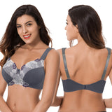 1 x RAW Customer Returns Curve Muse Women s Plus Size Minimizer Wireless Unlined Bra with Embroidered Lace - Pack of 2 - Buttermilk, Grey-125C - RRP €39.58