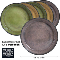 1 x RAW Customer Returns Moritz Moritz VIDA set of 6 soup plates yellow-green-pink - soup plates for 6 people - porcelain dishwasher and microwave safe - RRP €50.11