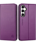 1 x RAW Customer Returns SHIELDON Case for Galaxy S23 FE 5G, Protective Case Genuine Leather 3 Card Slots RFID Blocker Kickstand Shockproof TPU Inner Case Leather Case Cell Phone Case Compatible with Galaxy S23FE 2023 6.4 - Purple - RRP €30.99