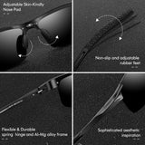 1 x RAW Customer Returns DADA-PRO Sunglasses Men Polarized Cycling Glasses Sports Glasses Mirrored Driver Glasses with Metal Frame Ultralight UV400 Protection Black Non-Mirrored Lens  - RRP €18.92