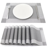 1 x RAW Customer Returns SueH Design Woven Placemats Set of 8 Vinyl Heat Resistant Placemats Anti-fouling and Washable 45 cm x 30 cm, Light Grey - RRP €20.99