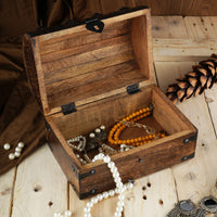 1 x RAW Customer Returns Ajuny Handmade Decorative Pirate Treasure Chest Wooden Jewelry Storage Box Versatile for Keepsakes Trinket Box Holder Organizer Necklace Earrings Gifts, 9 x 6  - RRP €24.99