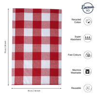 1 x RAW Customer Returns Encasa Homes Antibacterial Finish Tea Towels X-Large 70x45 cm 12 Pack Waffle, Stripe and Check Set Cotton, Highly Absorbent for Cleaning and Drying Plates - Red - RRP €32.48